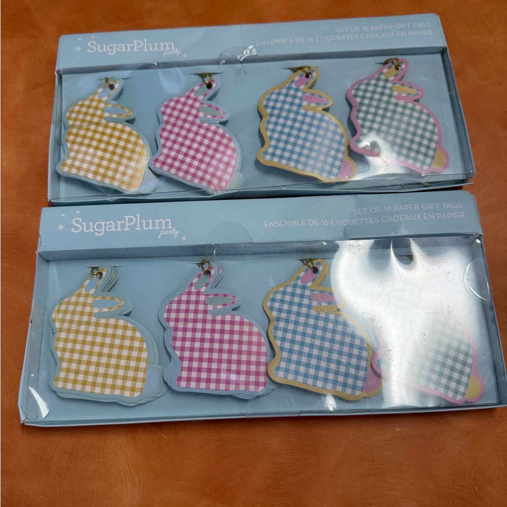 SugarPlum Party Bunny Gift Tags - Yellow, Pink, Blue
